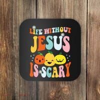 Life Is Scary Without Jesus Christian Faith Halloween Coaster thumb 0