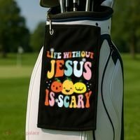 Life Is Scary Without Jesus Christian Faith Halloween Golf Towel thumb 2