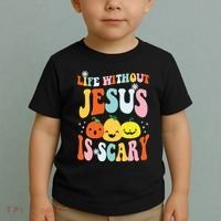 Life Is Scary Without Jesus Christian Faith Halloween Toddler T-Shirt thumb 2