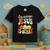 Life Is Scary Without Jesus Christian Faith Halloween Toddler T-Shirt thumb 3