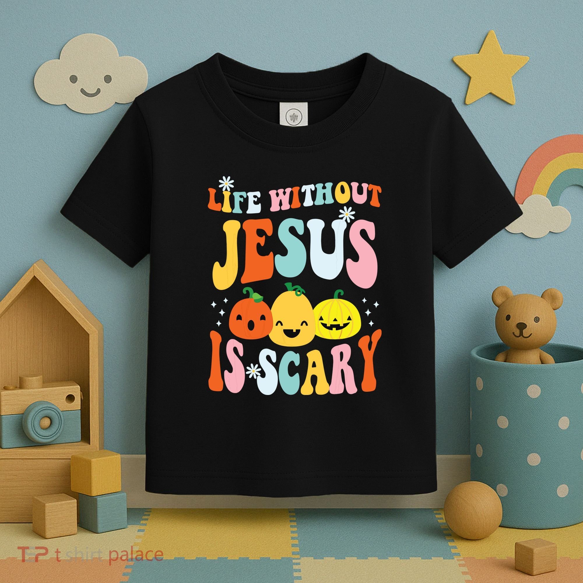 Life Is Scary Without Jesus Christian Faith Halloween Toddler T-Shirt