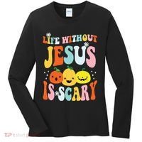 Life Is Scary Without Jesus Christian Faith Halloween Women's Long Sleeve Shirt thumb 0