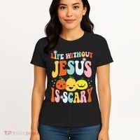Life Is Scary Without Jesus Christian Faith Halloween Women's T-Shirt thumb 4