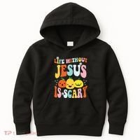 Life Is Scary Without Jesus Christian Faith Halloween Kids Hoodie thumb 0