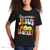 Life Is Scary Without Jesus Christian Faith Halloween Kids T-Shirt thumb 2