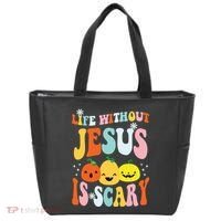 Life Is Scary Without Jesus Christian Faith Halloween Tote Bag thumb 0