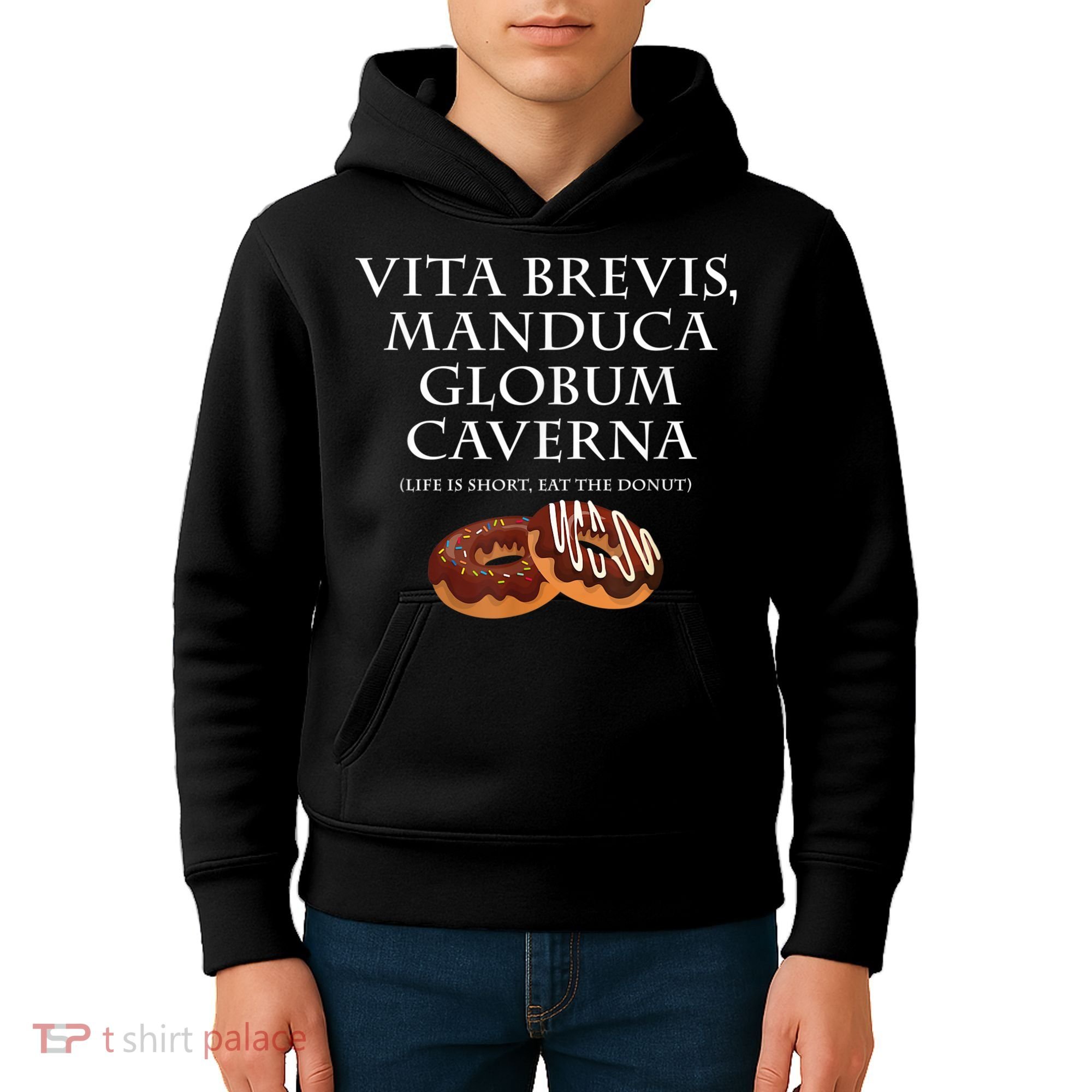 Life Is Short, Eat The Donut Latin Language Kids Hoodie