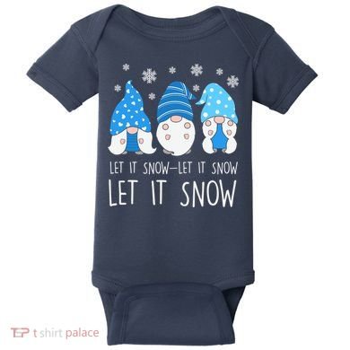 Let It Snow Gnomes Winter Holiday Cute Baby Bodysuit
