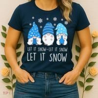 Let It Snow Gnomes Winter Holiday Cute Women's T-Shirt thumb 2