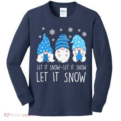 Let It Snow Gnomes Winter Holiday Cute Kids Long Sleeve Shirt