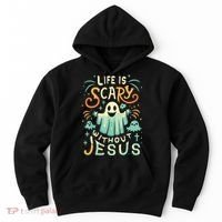 Life Is Scary Without Jesus Christian Halloween Funny Hoodie thumb 0