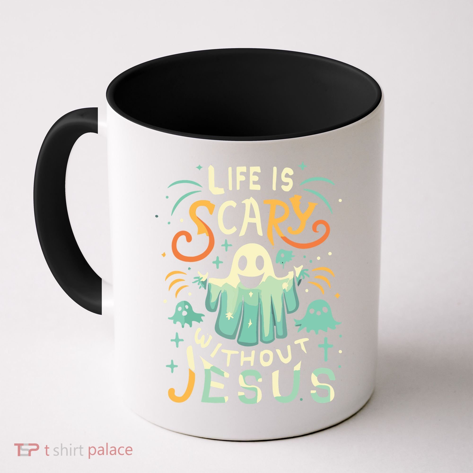 Life Is Scary Without Jesus Christian Halloween Funny Coffee Mug