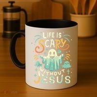 Life Is Scary Without Jesus Christian Halloween Funny Coffee Mug thumb 4