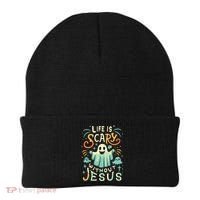 Life Is Scary Without Jesus Christian Halloween Funny Beanie thumb 0