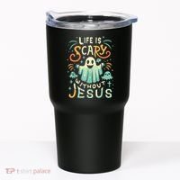 Life Is Scary Without Jesus Christian Halloween Funny Tumbler thumb 0