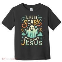 Life Is Scary Without Jesus Christian Halloween Funny Toddler T-Shirt thumb 0