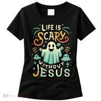 Life Is Scary Without Jesus Christian Halloween Funny Women's T-Shirt thumb 0