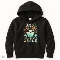 Life Is Scary Without Jesus Christian Halloween Funny Kids Hoodie thumb 0