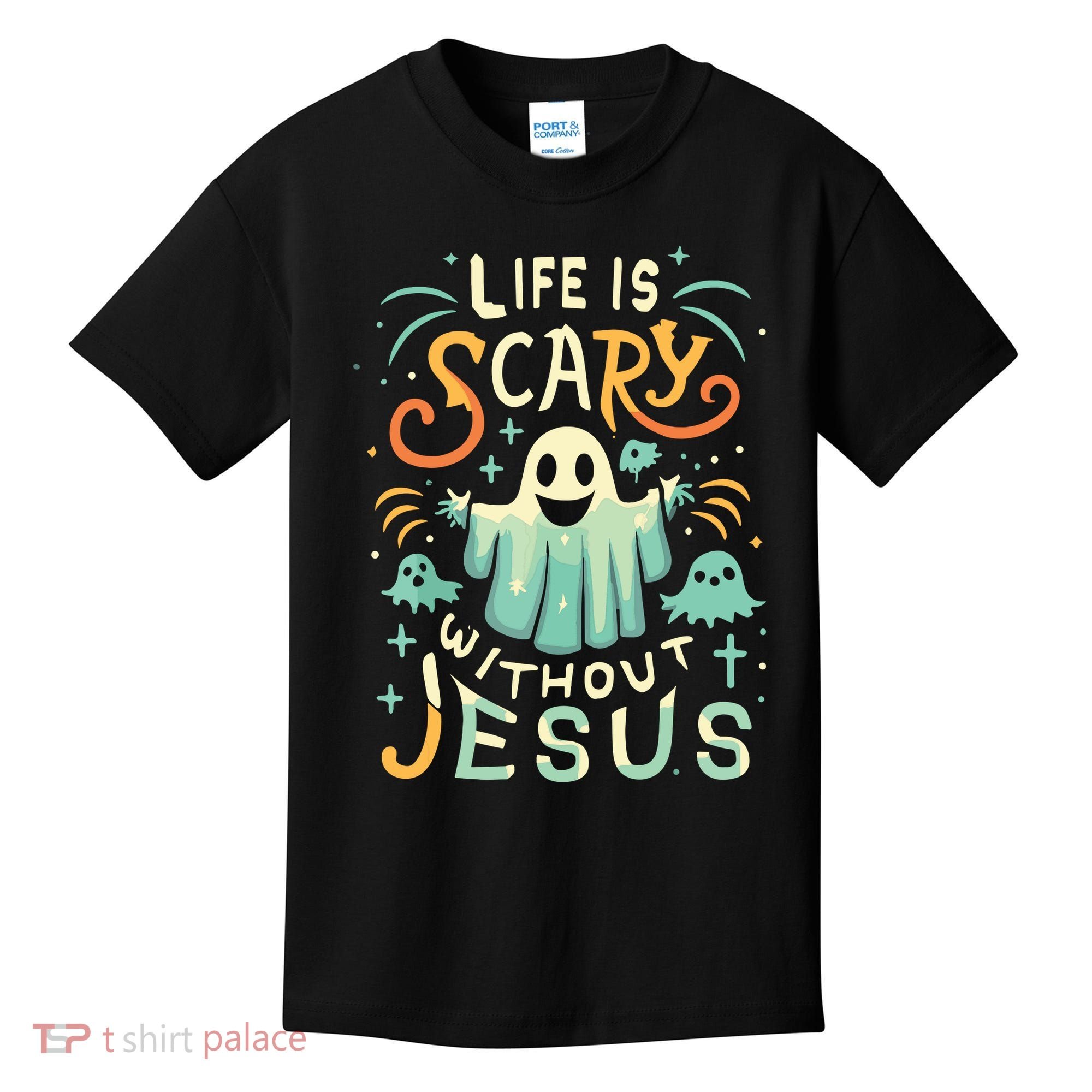 Life Is Scary Without Jesus Christian Halloween Funny Kids T-Shirt
