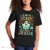 Life Is Scary Without Jesus Christian Halloween Funny Kids T-Shirt thumb 2
