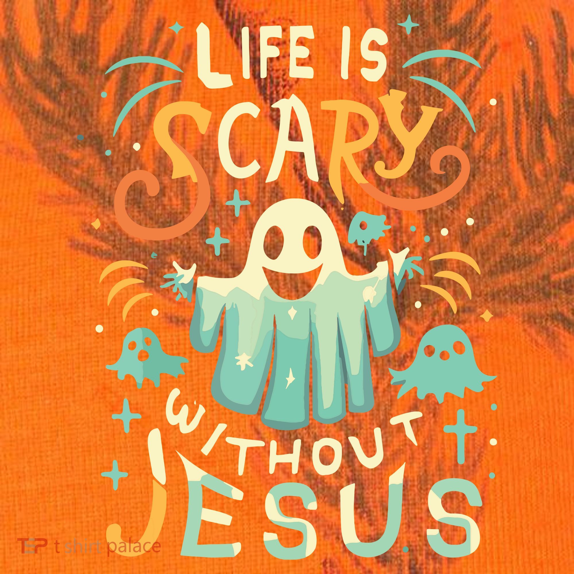 Life Is Scary Without Jesus Christian Halloween Funny Kati Licensed 12" Camo Cuffed Beanie