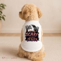 Life Is Scary Without Jesus Funny Halloween Christian Doggie Tank thumb 2