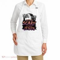 Life Is Scary Without Jesus Funny Halloween Christian Apron thumb 2