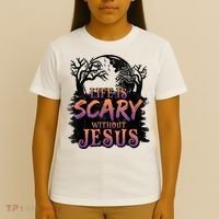 Life Is Scary Without Jesus Funny Halloween Christian T-Shirt thumb 4