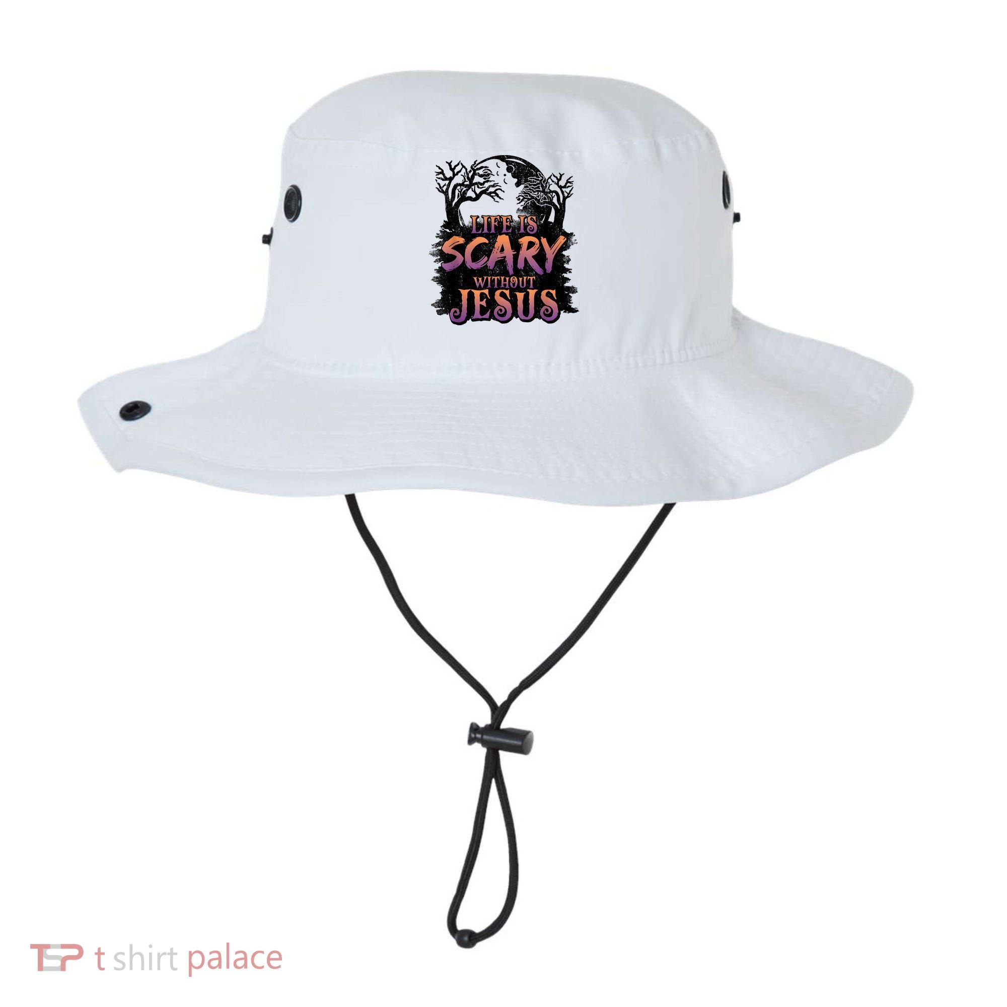 Life Is Scary Without Jesus Funny Halloween Christian Bucket Hat