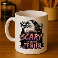 Life Is Scary Without Jesus Funny Halloween Christian Coffee Mug thumb 4