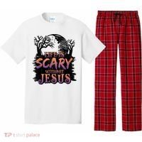 Life Is Scary Without Jesus Funny Halloween Christian Pajama Set thumb 0