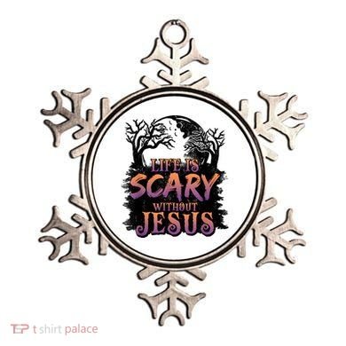Life Is Scary Without Jesus Funny Halloween Christian Ornament