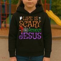 Life Is Scary Without Jesus Kids Hoodie thumb 3