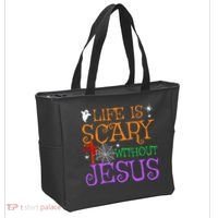 Life Is Scary Without Jesus Tote Bag thumb 2