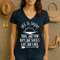 Life Is Short Take The Trip Inspiration Traveling Traveler Women's V-Neck T-Shirt thumb 3