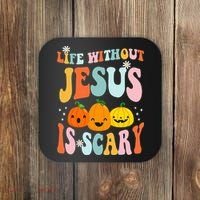 Life Is Scary Without Jesus Christian Faith Halloween Coaster thumb 0