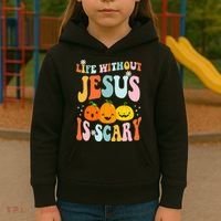Life Is Scary Without Jesus Christian Faith Halloween Kids Hoodie thumb 3