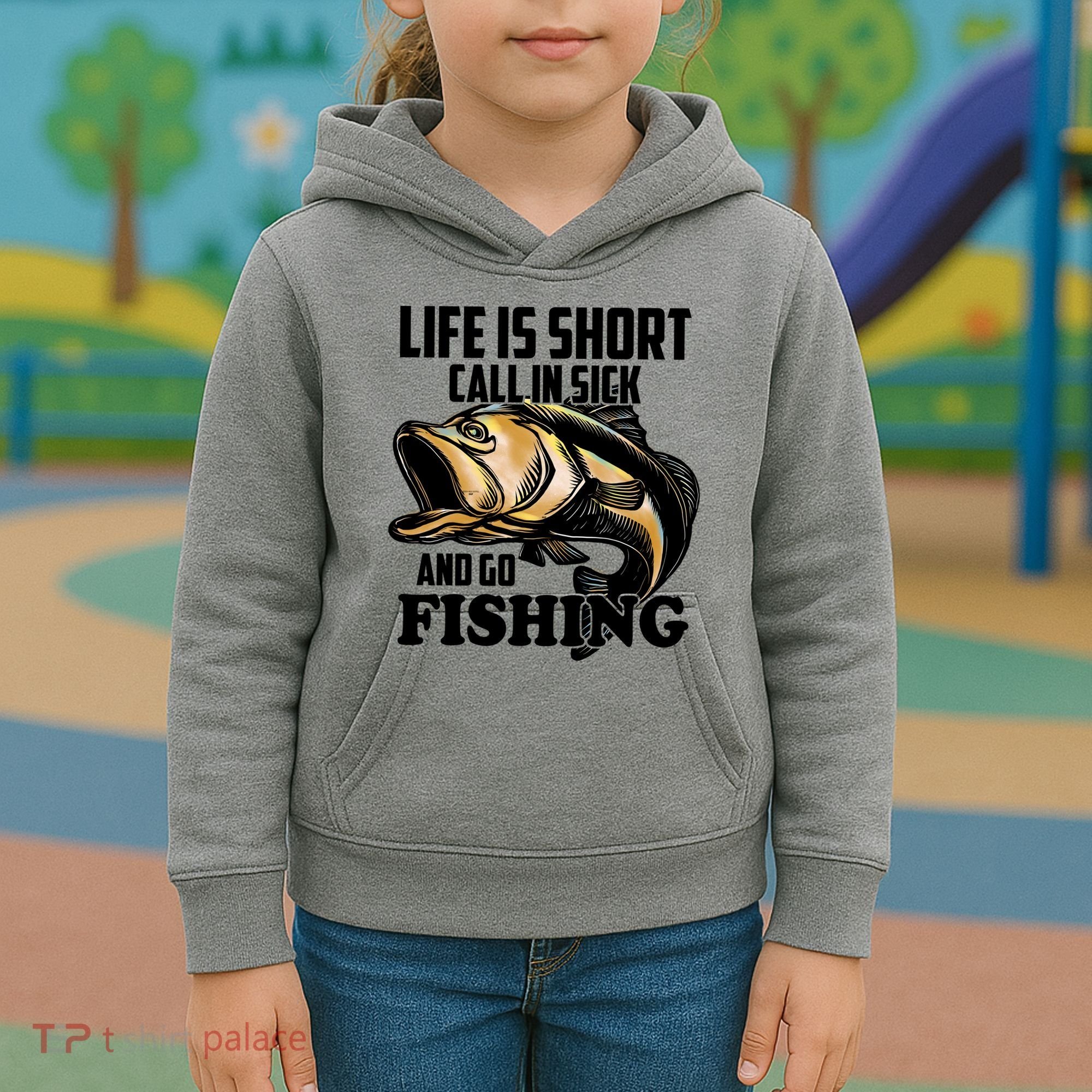 Life Is Short Call In Sick And Go Fishing Kids Hoodie