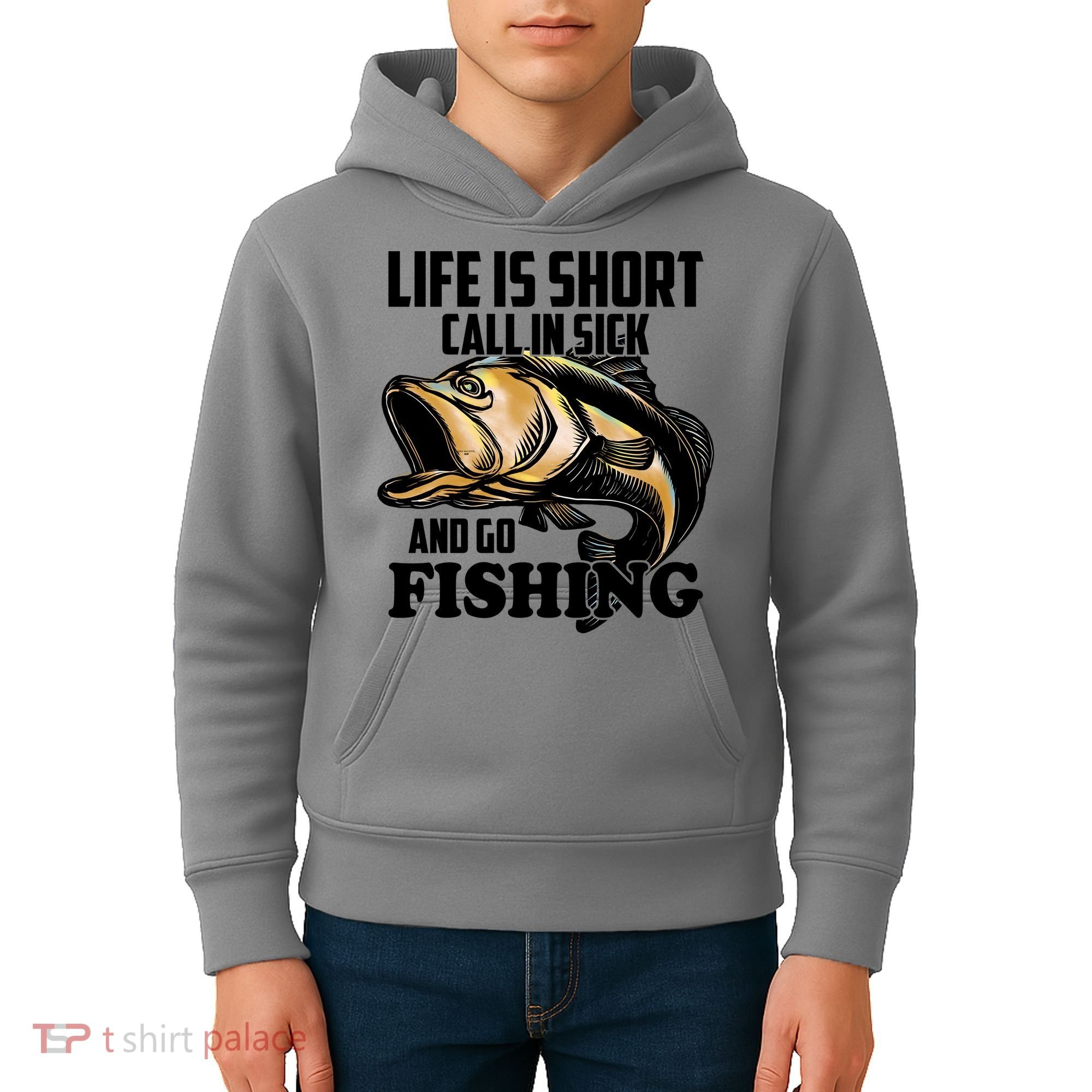 Life Is Short Call In Sick And Go Fishing Kids Hoodie