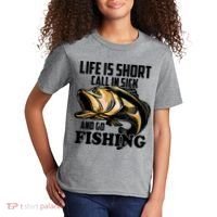 Life Is Short Call In Sick And Go Fishing Kids T-Shirt thumb 2