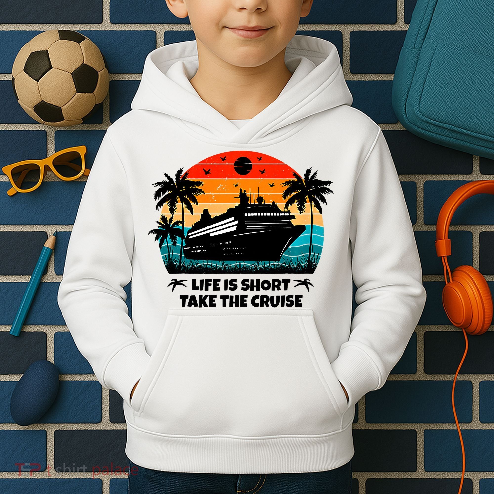 Life Is Short Take The Cruise Funny Cruising Kids Hoodie