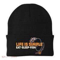 Life Is Simple Eat Sleep Fish Fisher Theme S Cool Gift Beanie thumb 0