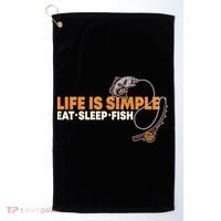 Life Is Simple Eat Sleep Fish Fisher Theme S Cool Gift Golf Towel thumb 0
