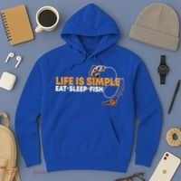 Life Is Simple Eat Sleep Fish Fisher Theme S Cool Gift Hoodie thumb 3