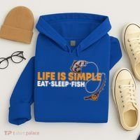 Life Is Simple Eat Sleep Fish Fisher Theme S Cool Gift Hoodie thumb 4