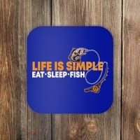 Life Is Simple Eat Sleep Fish Fisher Theme S Cool Gift Coaster thumb 0