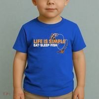 Life Is Simple Eat Sleep Fish Fisher Theme S Cool Gift Toddler T-Shirt thumb 2