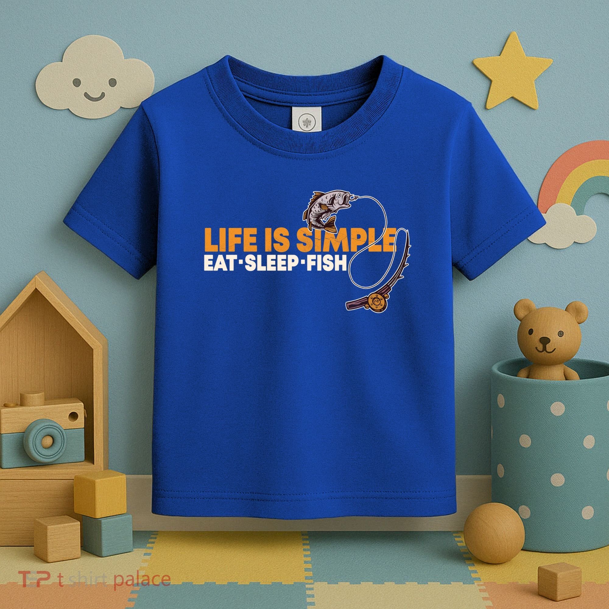 Life Is Simple Eat Sleep Fish Fisher Theme S Cool Gift Toddler T-Shirt