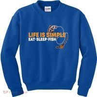 Life Is Simple Eat Sleep Fish Fisher Theme S Cool Gift Kids Sweatshirt thumb 0