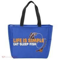 Life Is Simple Eat Sleep Fish Fisher Theme S Cool Gift Tote Bag thumb 0
